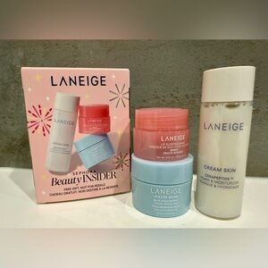 Laneige Travel Set - Water Bank Moisturizer & Lip Mask & Toner Moisturizer New